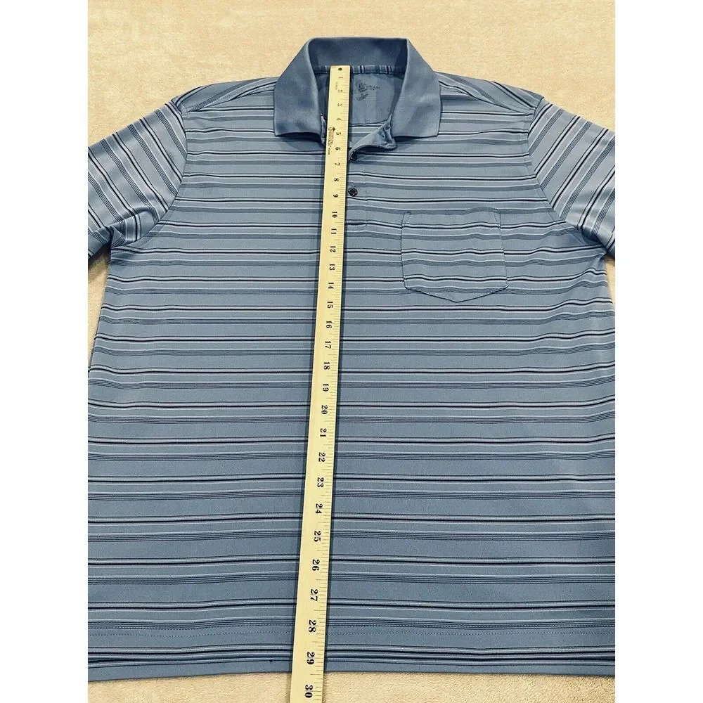 Golden Bear Performance Golf‎ Polo Shirt Men's Large Short Sleeve Blue Striped